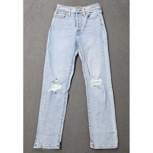 Levi's Jeans Womens 25x28 Butterfly Button Blue Wedgie Straight Light Wash